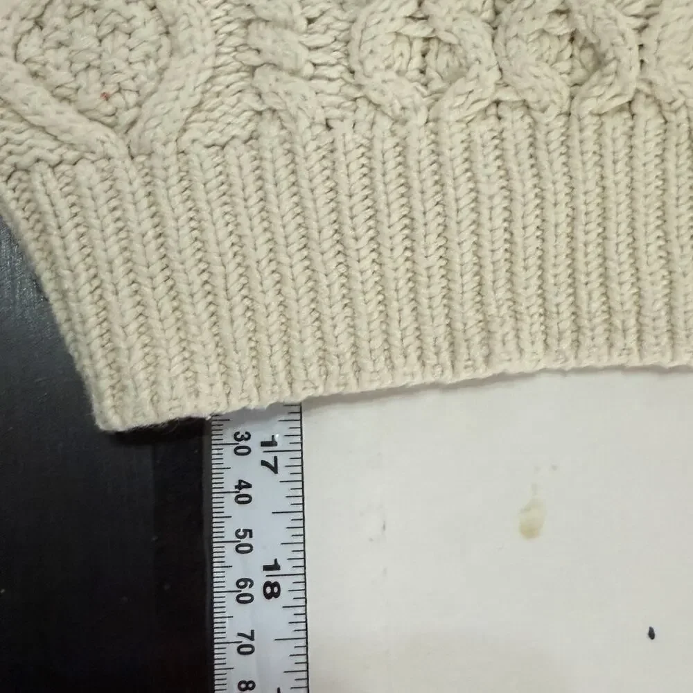 Gap XS Kids Cable Knit Crew Neck Sweater Cream Tan Long Sleeve Cotton Cabincore